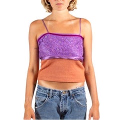1990S Voyage Purple & Orange Lace Top