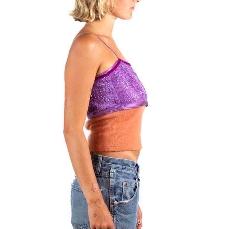 1990S Voyage Purple & Orange Lace Top In Excellent Condition In New York, NY