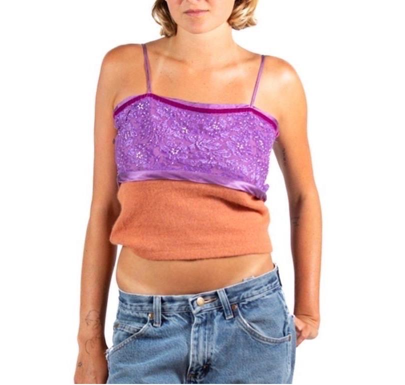 1990S Voyage Purple & Orange Lace Top 2