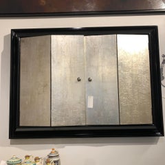 1990s Wall-Mounted TV Display Unit in Ebony with Distressed Silver Finish