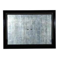 Mueble de pared para TV de los años 90 en ébano con acabado en plata envejecida