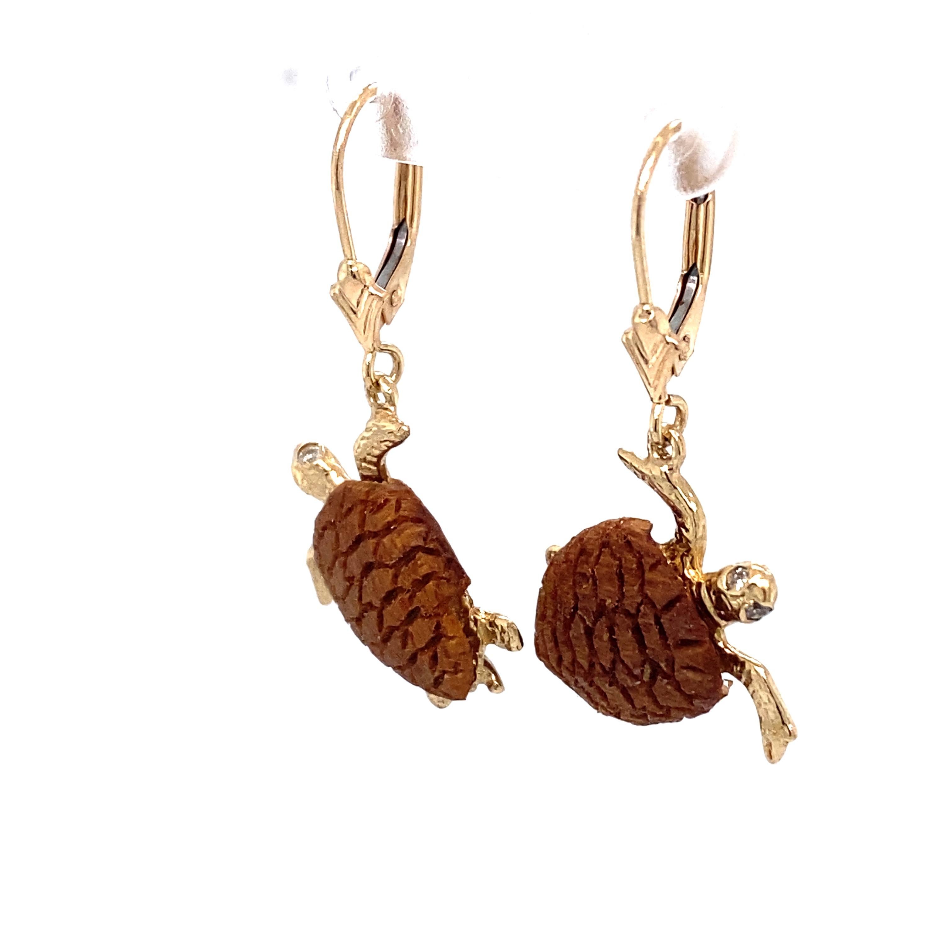 gold turtle earrings