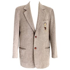 Vintage Jc de Castelbajac Beige Tweed Wool Jacket Walter Lants Production 1990s Cartoon