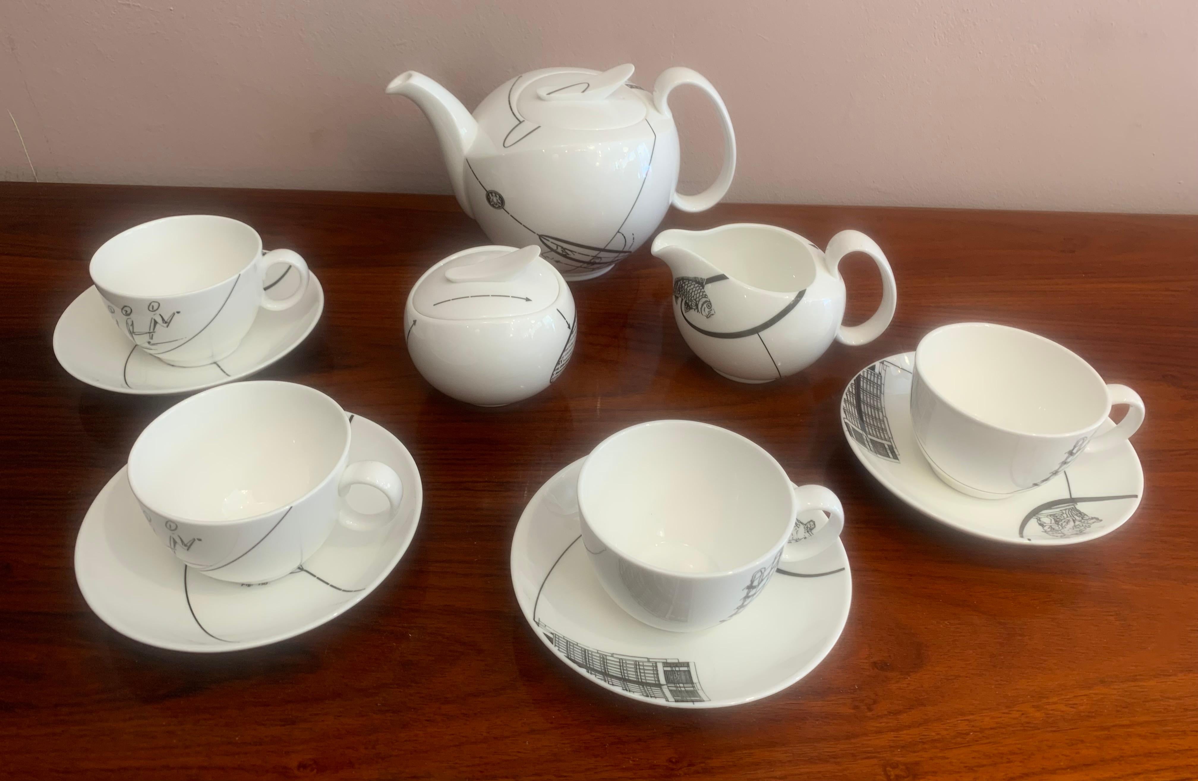 Porcelain 1990s Wedgwood Bone China Tea Set-Royal College of Art Kensington Anniversary