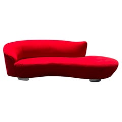 1990s Weiman Red Cloud Serpentine Sofa