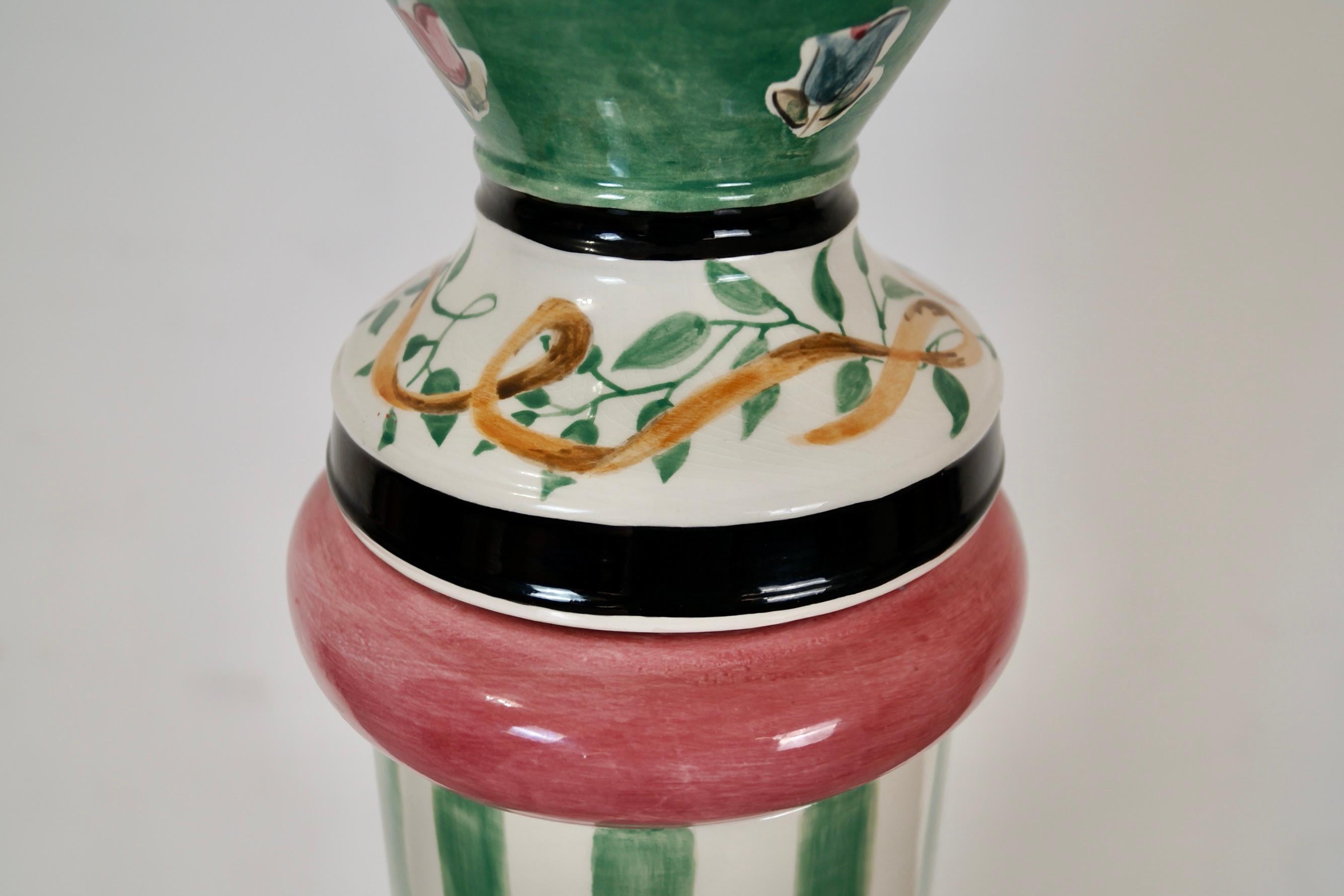 1990's Whimsical Folk Art MacKenzie-Childs Ceramic Floor Lamp For Sale 9