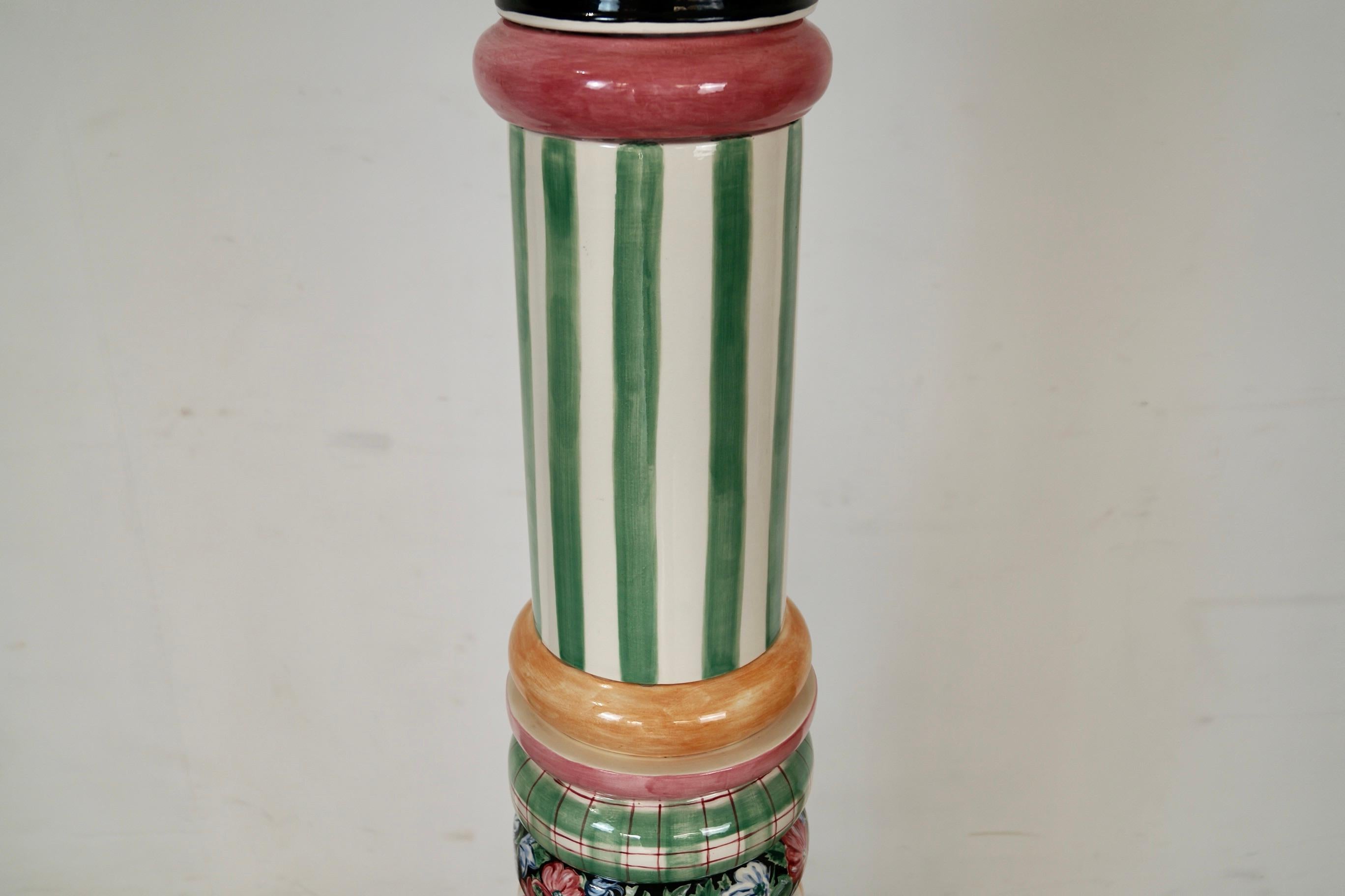 1990's Whimsical Folk Art MacKenzie-Childs Ceramic Floor Lamp For Sale 10