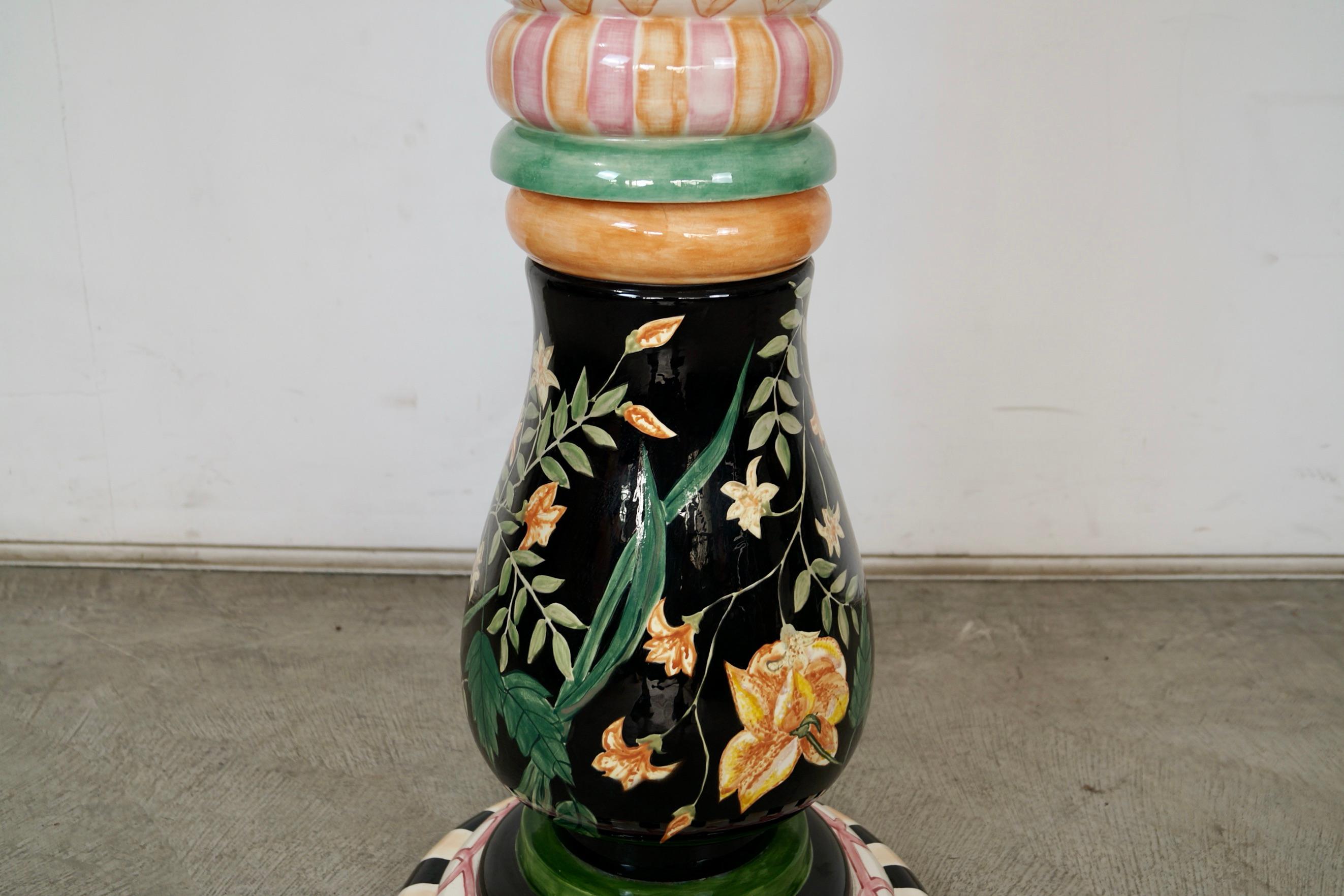 1990's Whimsical Folk Art MacKenzie-Childs Ceramic Floor Lamp For Sale 12