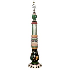 Vintage 1990's Whimsical Folk Art MacKenzie-Childs Ceramic Floor Lamp