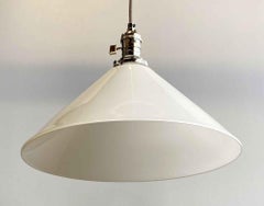 White Cone Glass Pendant Light New Polished Nickel Finish Hardware