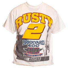 1990S White Cotton Men's "Rusty" Nascar Racing T-Shirt