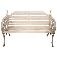 1990s White Iron Garden Bench