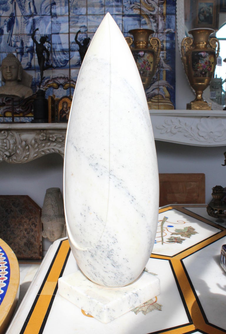 1990s White Marble HandCarved Modernist Sculpture For Sale at 1stDibs