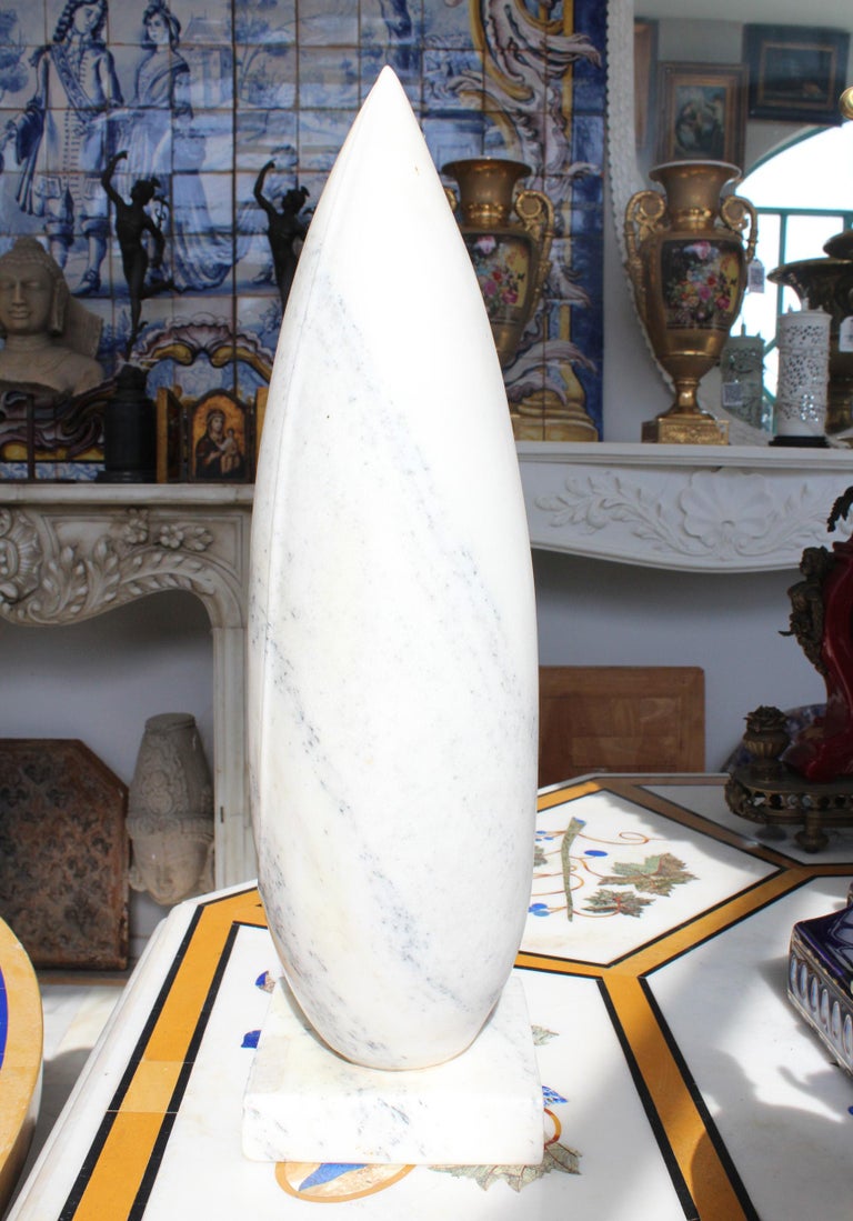 Spanish 1990s White Marble Hand-Carved Modernist Sculpture For Sale
