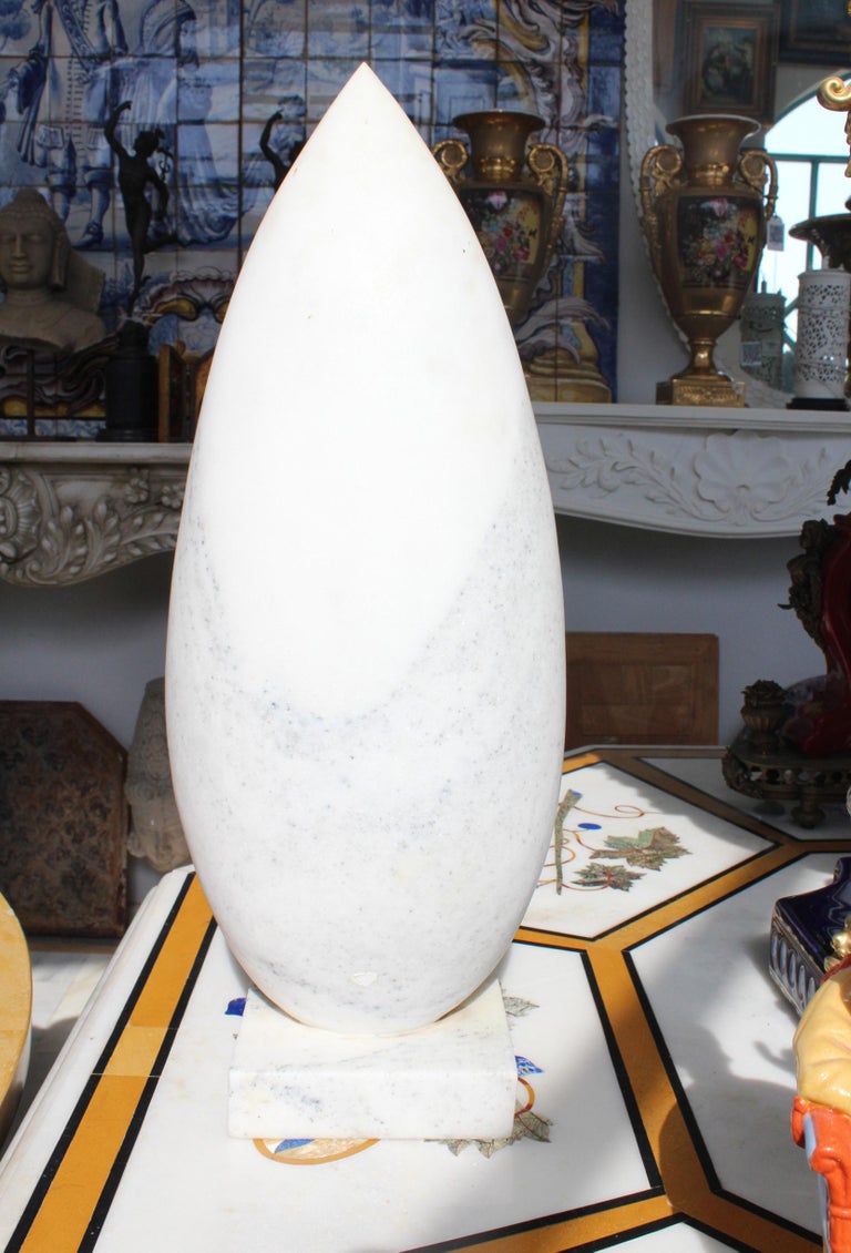Late 20th Century 1990s White Marble Hand-Carved Modernist Sculpture For Sale