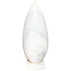 1990s White Marble Hand-Carved Modernist Sculpture