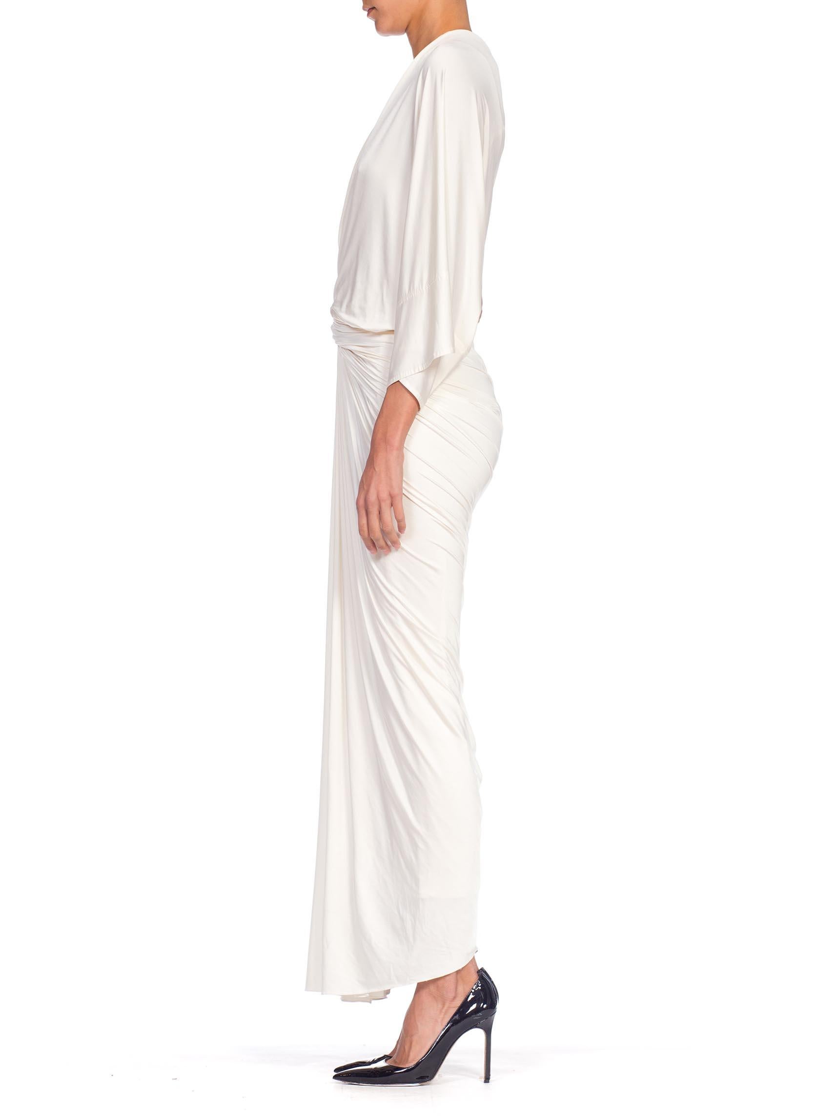 Women's 1990s White Slinky Donna Karan Jersey Gown