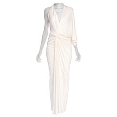 Vintage 1990s White Slinky Donna Karan Jersey Gown