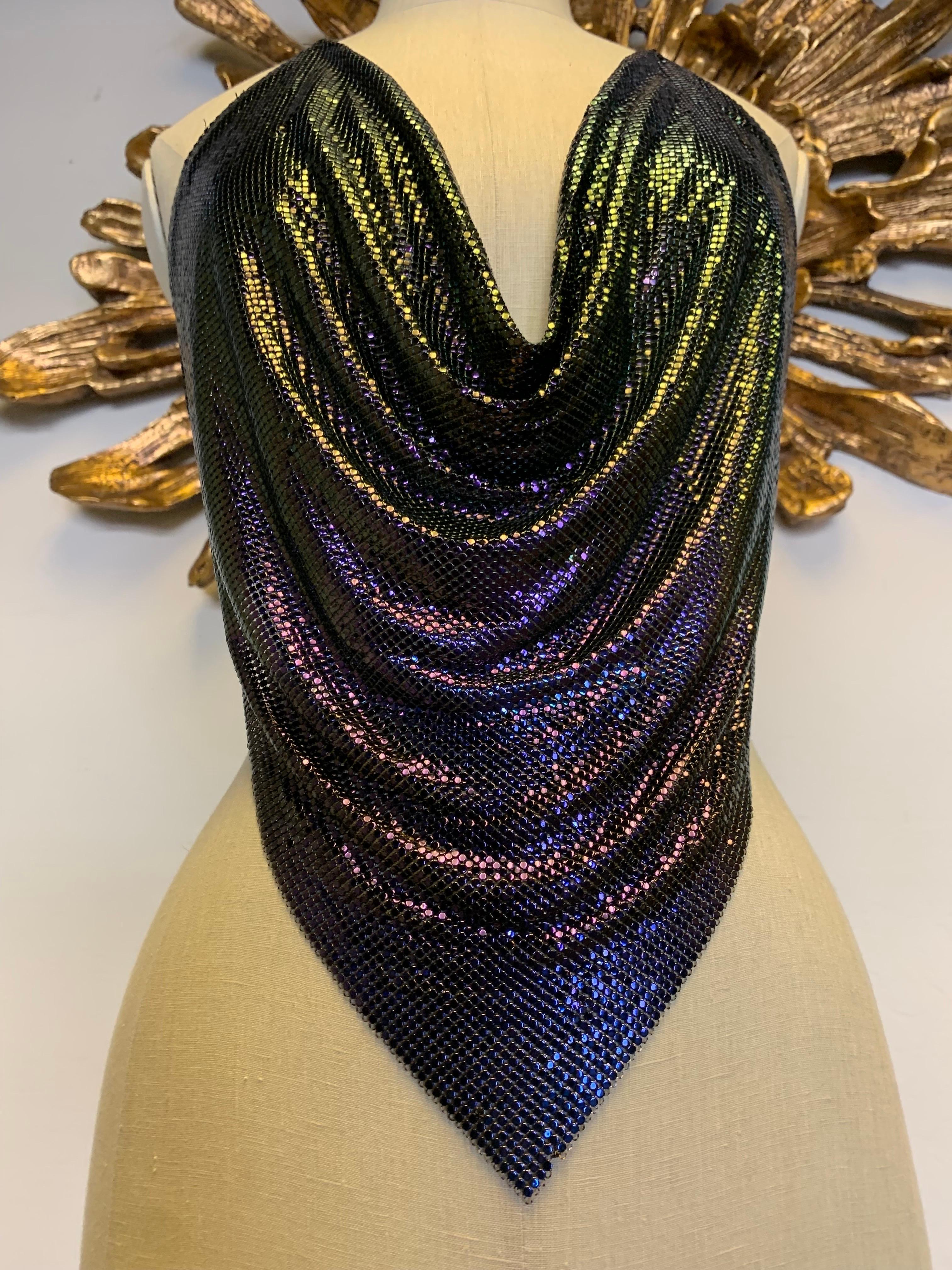 1990s Whiting & Davis Aubergine toOrchid Ombre Chainmail Halter Cowl Top For Sale 3