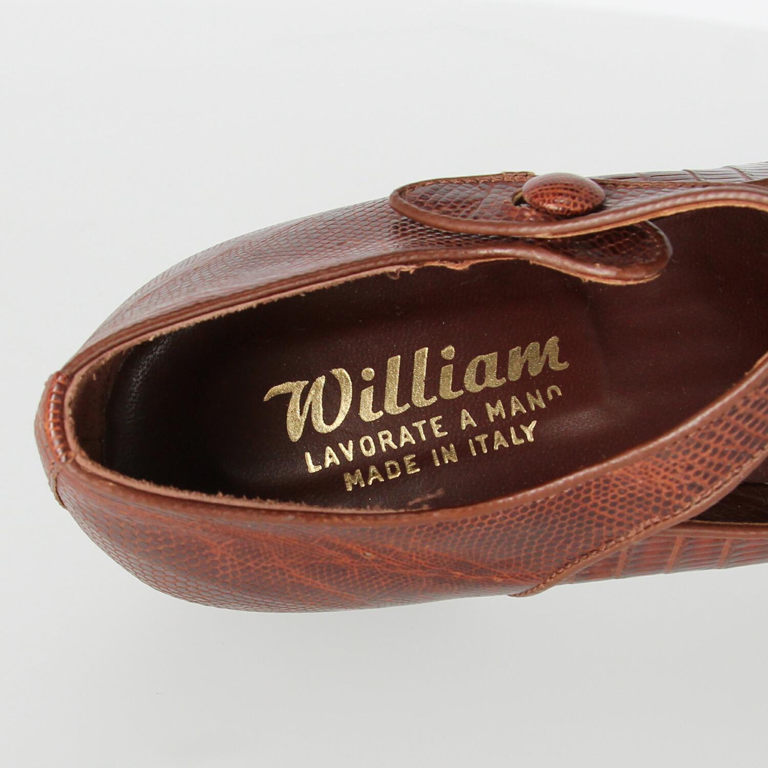 1990s William Vintage brown Tejus lizard skin shoes For Sale 7