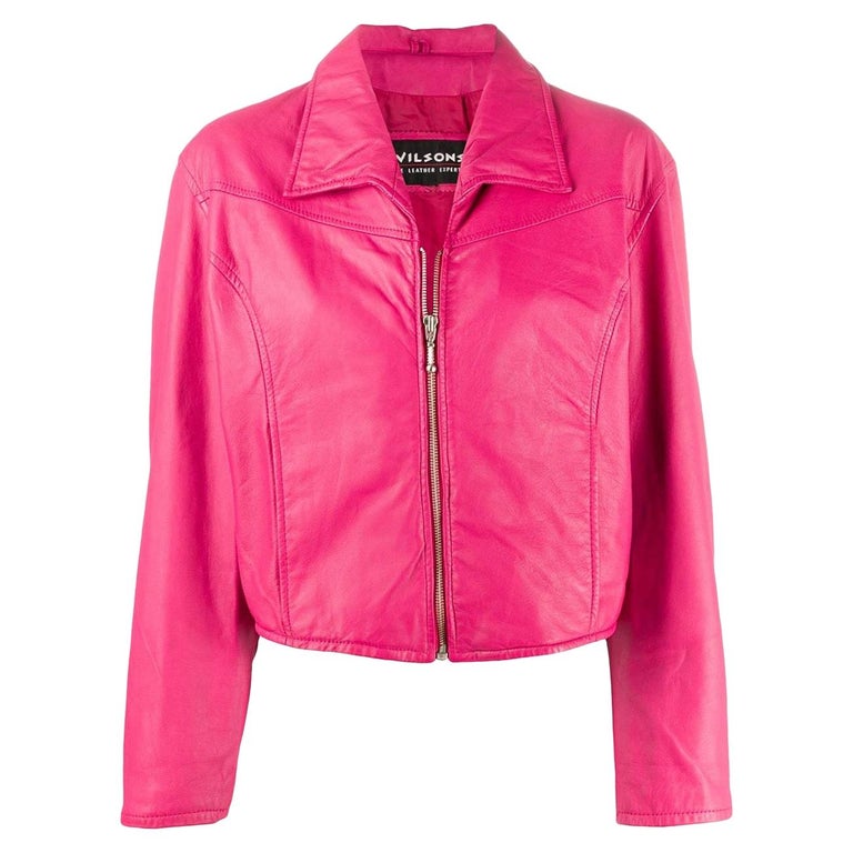 1990s Wilsons Fuchsia Leather Jacket For Sale at 1stDibs
