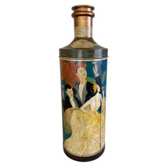 Armario para guardar vino de los años 90 con forma de botella estilo Art Decó pintado a mano