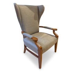 1990s Wingback Biedermeier-Style Lounge Chair