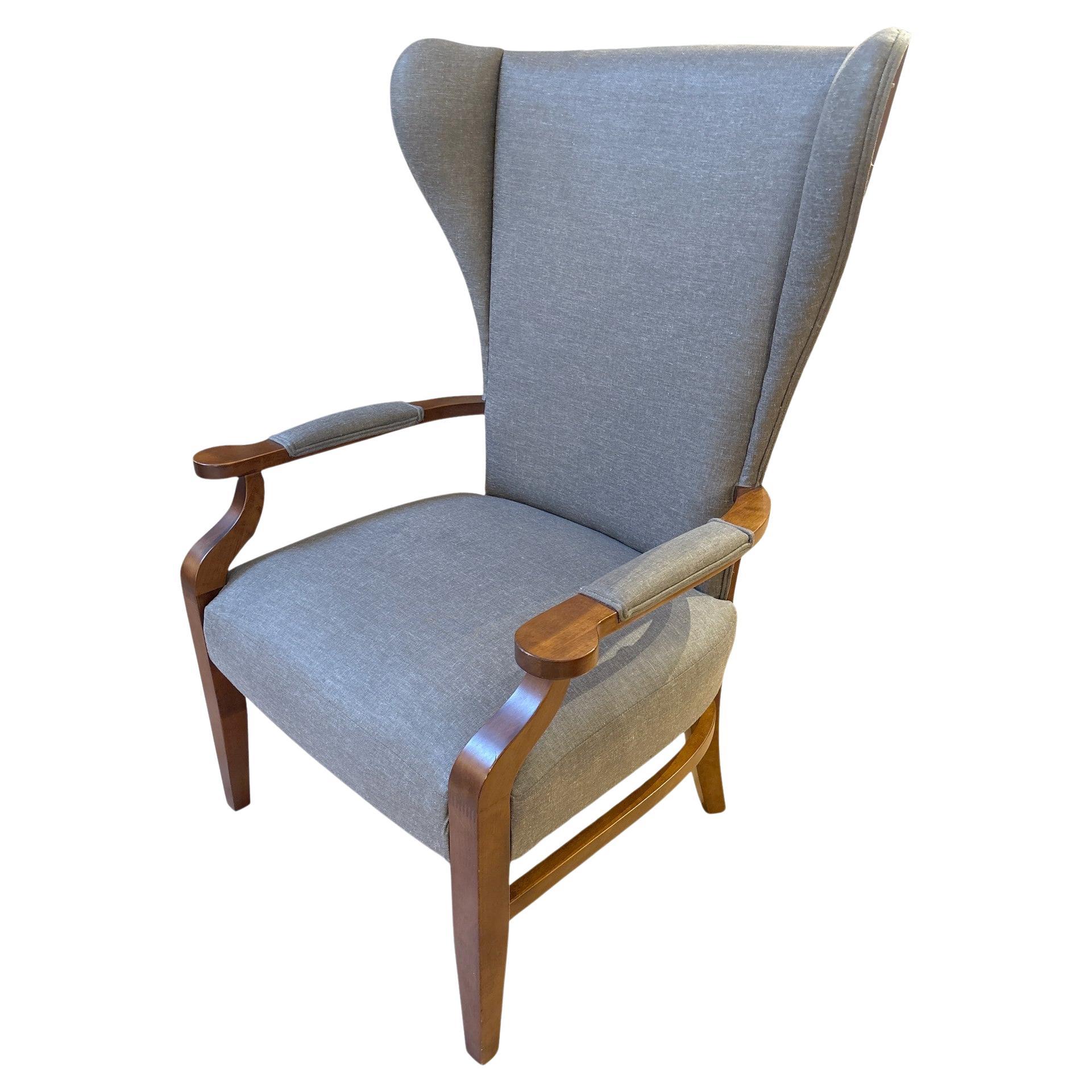 1990s Wingback Biedermeier-Style Lounge Chair