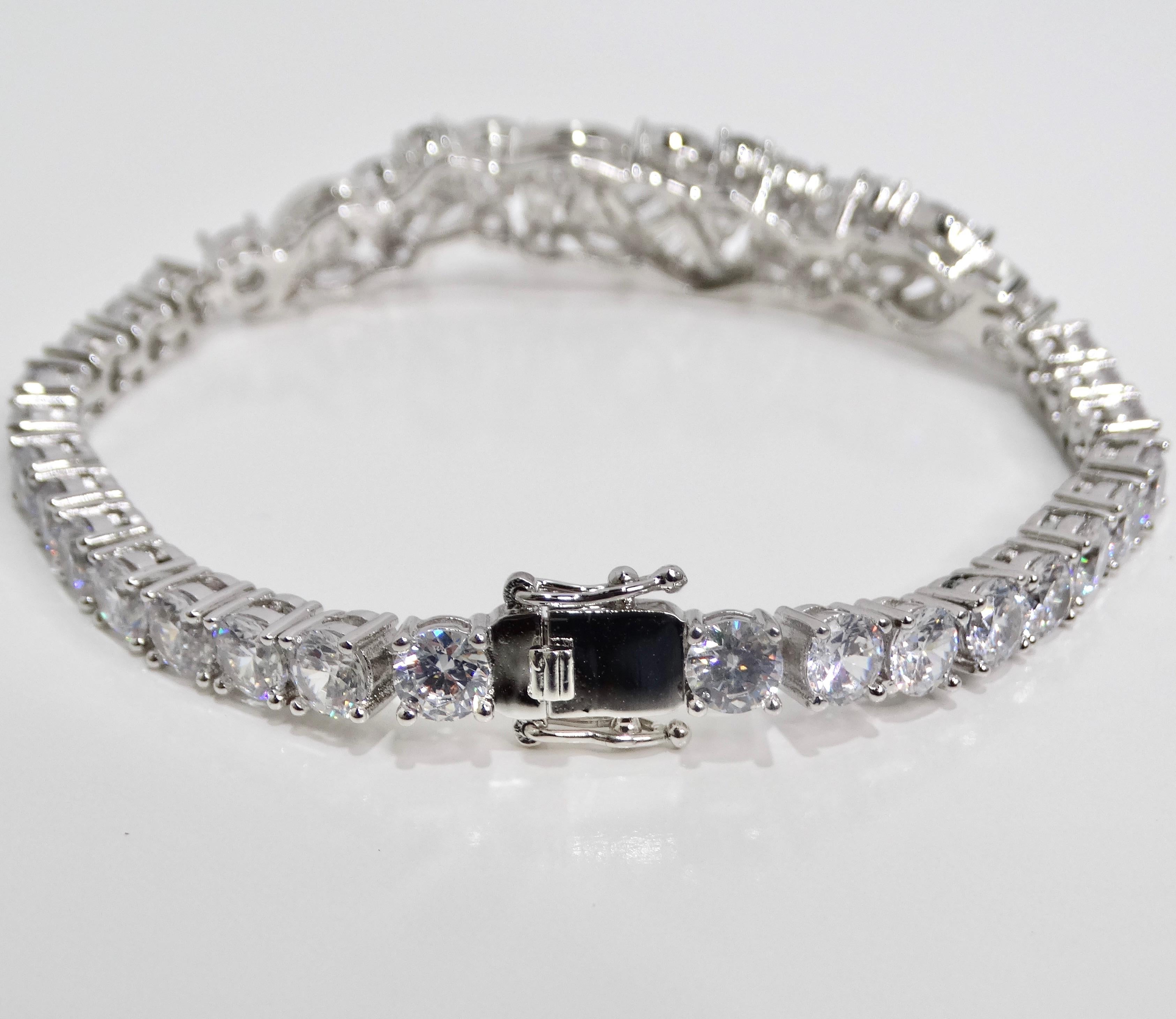 1990s with the Art Deco Silver Rhinestone Bracelet For Sale 2