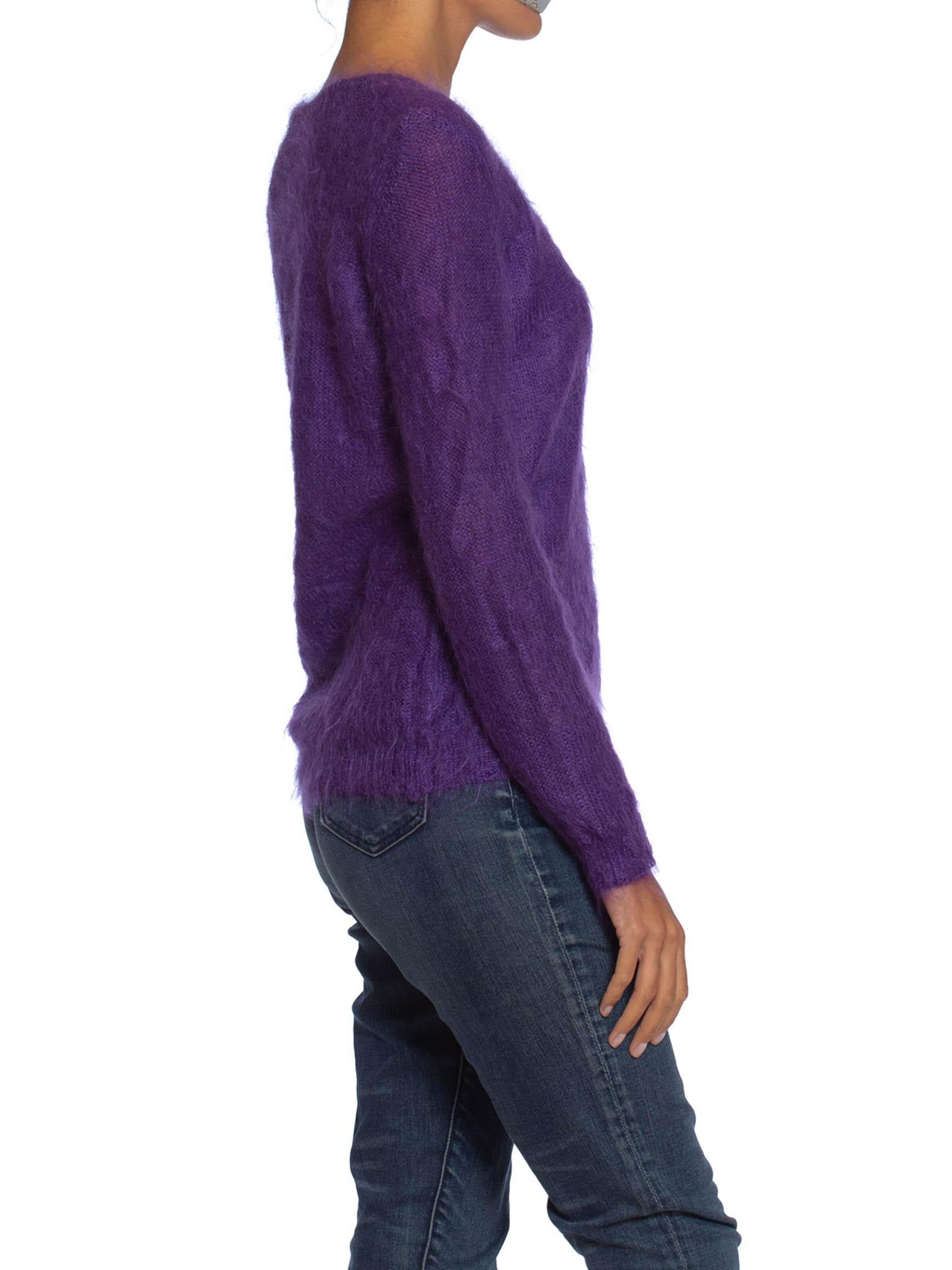 Women's or Men's 1990S W< Purple Mohair Blend Knit Walter Van Beirendonck One Sleeved Sweater