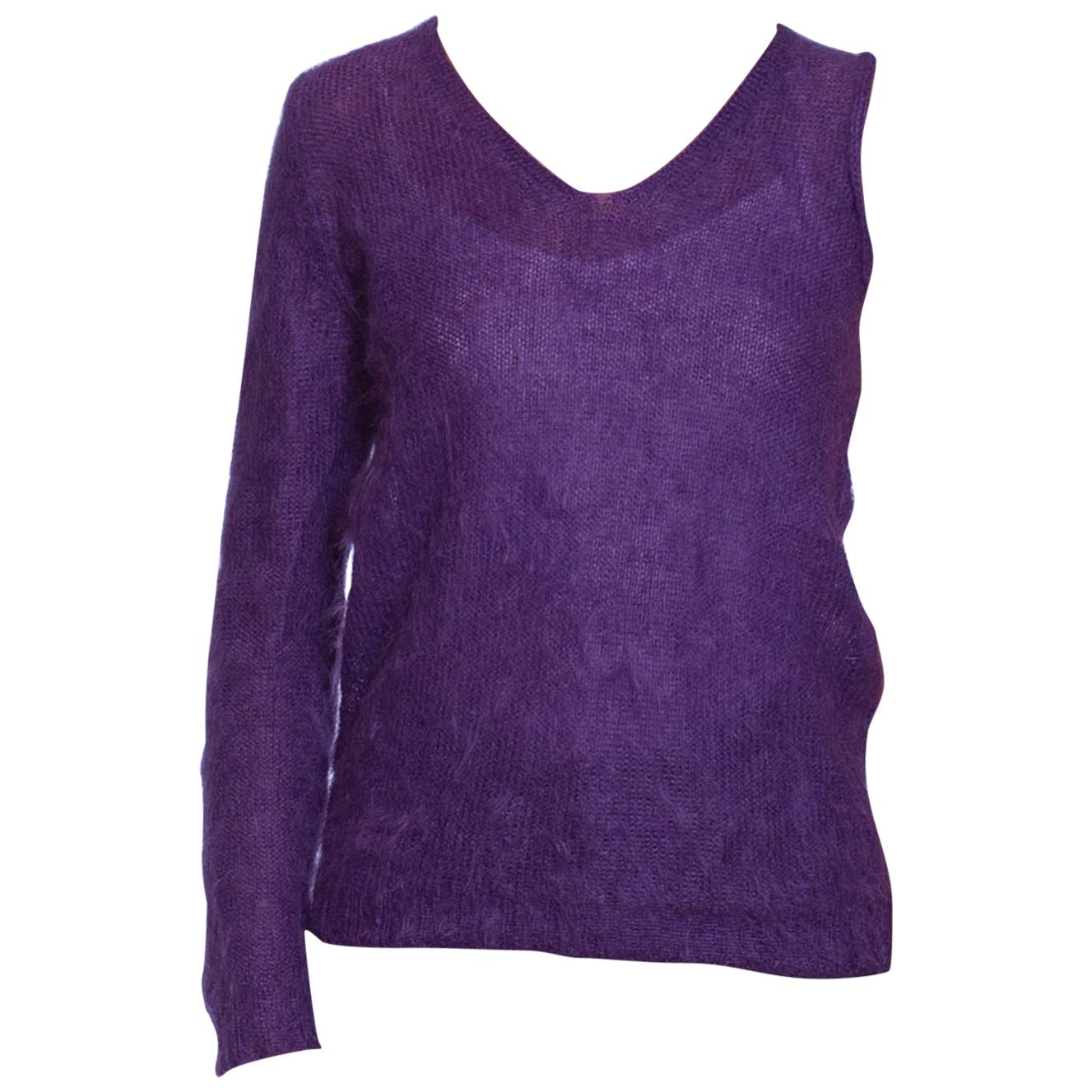1990S W&LT Purple Mohair Blend Knit Walter Van Beirendonck One Sleeved Sweater