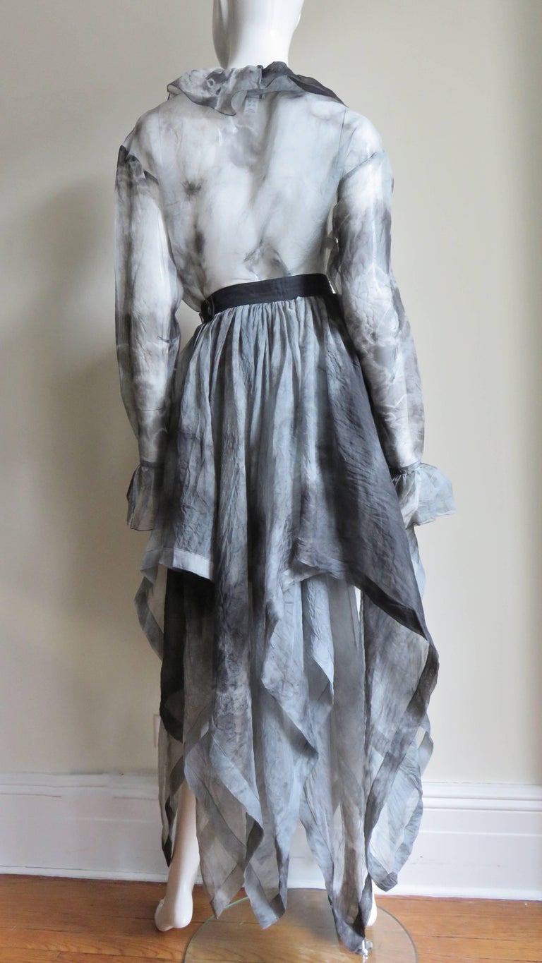 90s WORKERS for FREEDOM SILK SKIRT 英国製 Workers For Freedom Silk Tie Dye Skirt and Shirt 1990s For
