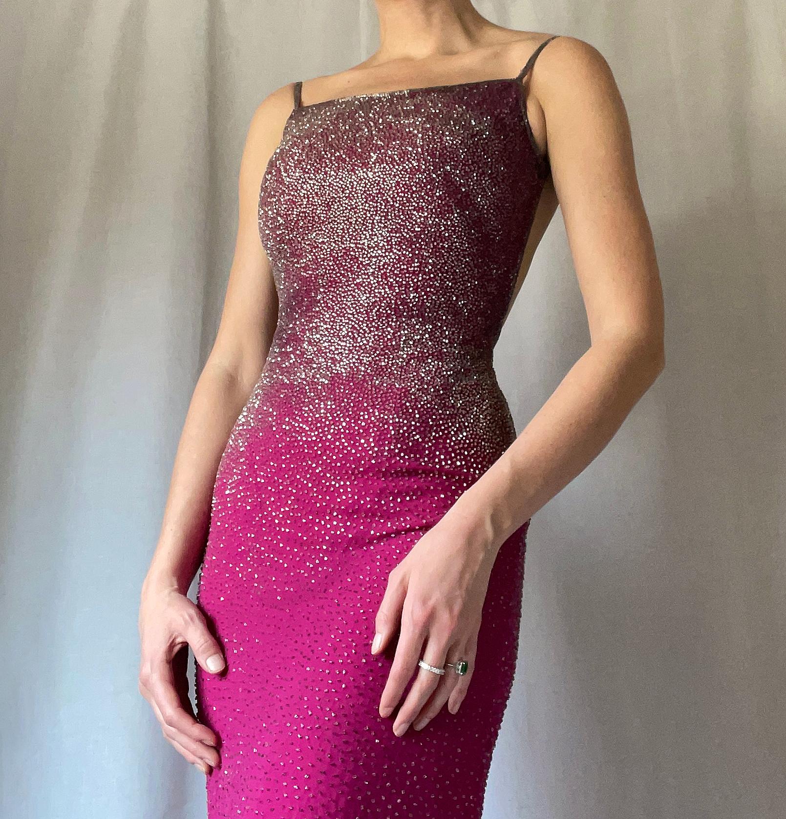 1990s/Y2K Backless Beaded Gown For Sale 3