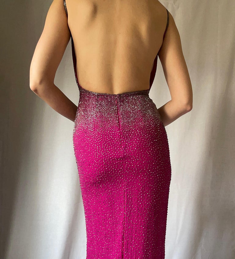 1990s/Y2K Backless Beaded Gown For Sale at 1stDibs | seriously sensational  light blue strapless tiered maxi dress, seriously sensational pink pleated strapless  tiered maxi dress, 1990 prom dresses