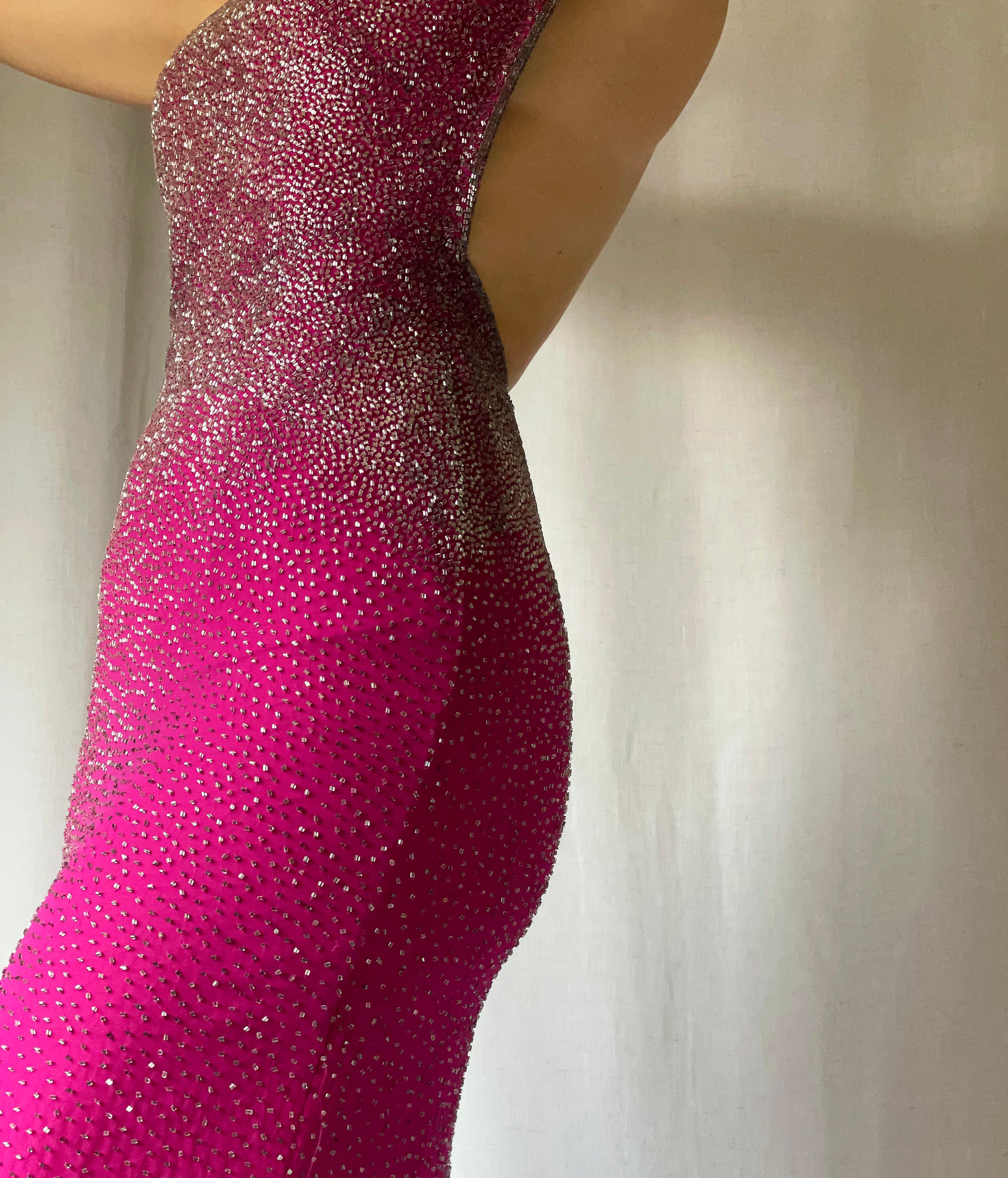 Women's or Men's 1990s/Y2K Backless Beaded Gown For Sale