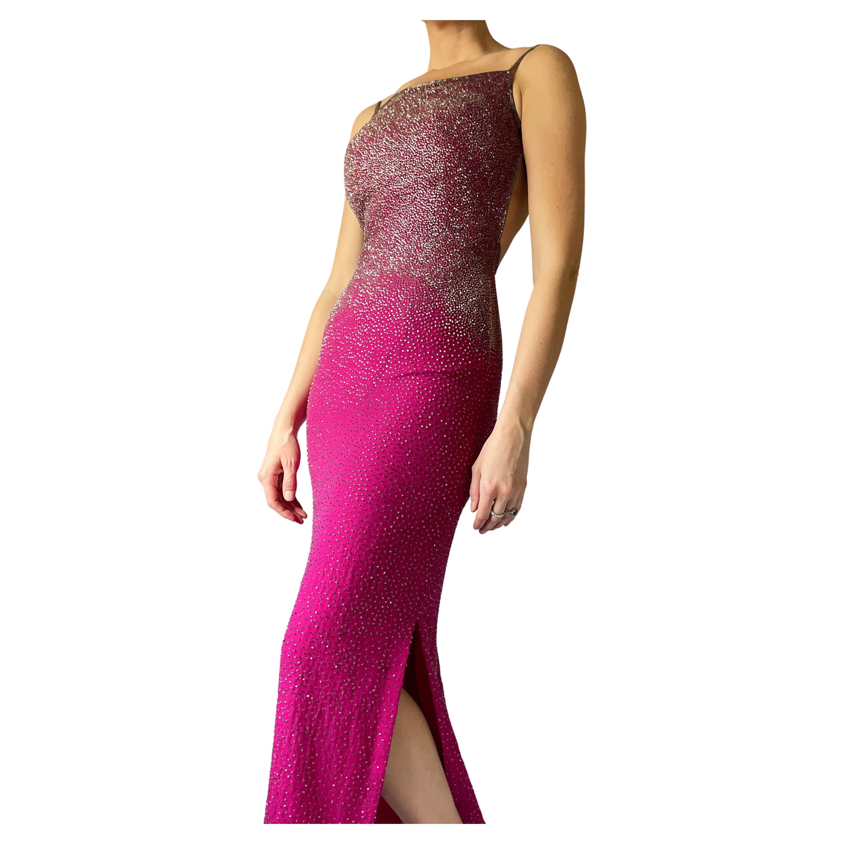 1990er/Y2K Rückenfreies Perlenkleid im Angebot