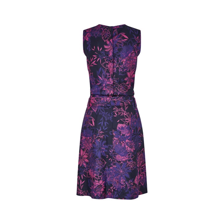 escada purple dress $1.6K New ESCADA sheath floral print purple dress 40 8 10 ML