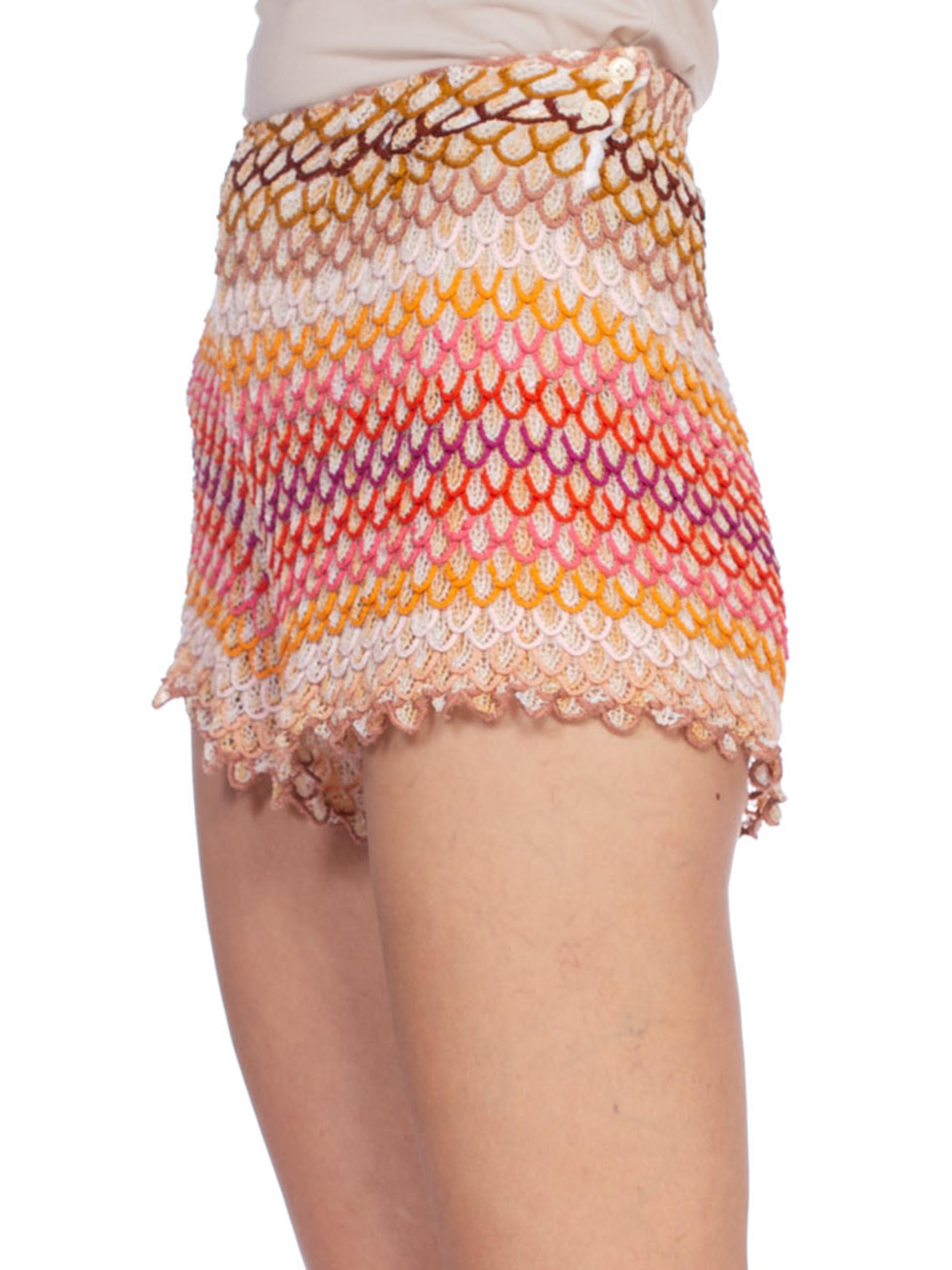 Beige 1990'S MISSONI Rainbow Orange Rayon Knit Shorts