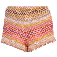 Vintage 1990'S MISSONI Rainbow Orange Rayon Knit Shorts