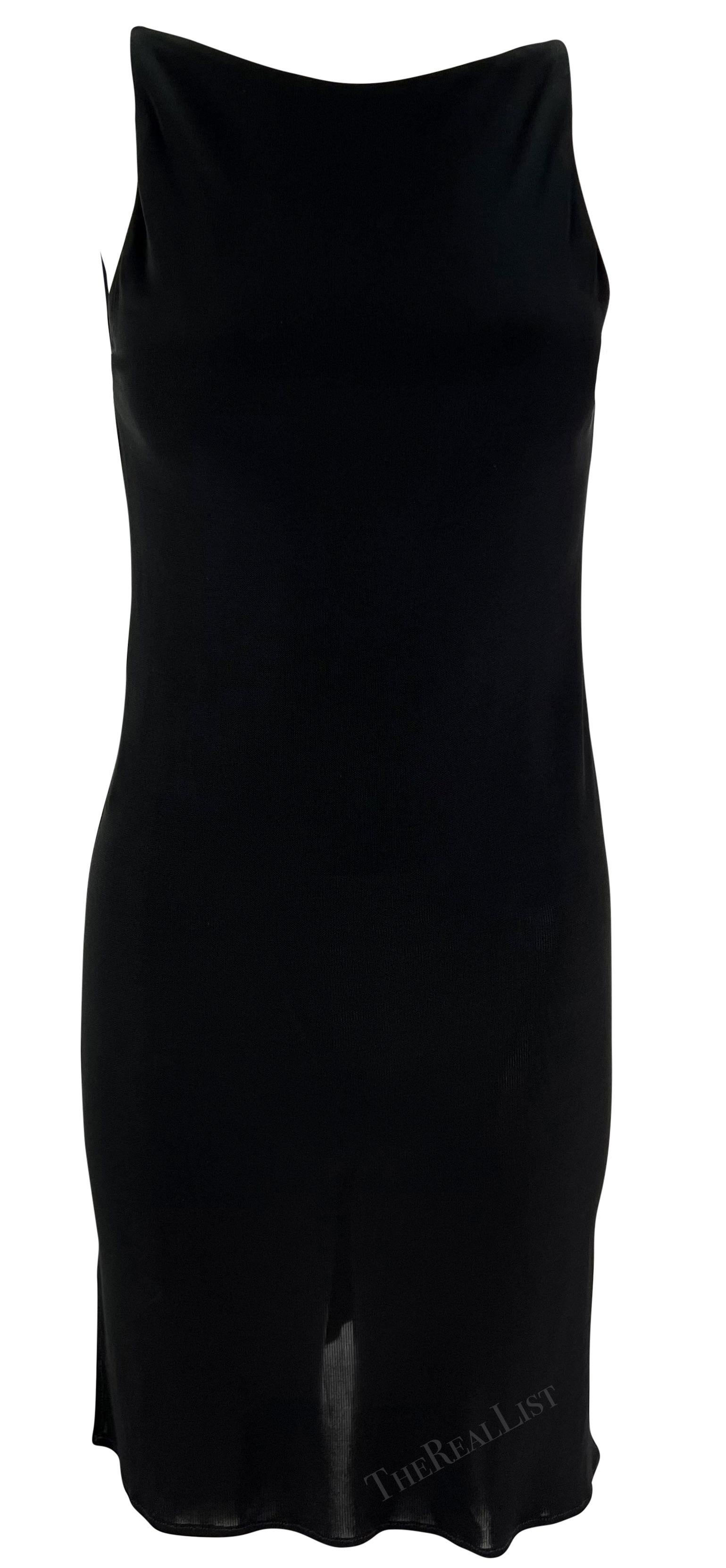 1990s Yigal Azrouël Backless Stretch Black Semi-Sheer Bodycon Mini Dress 1