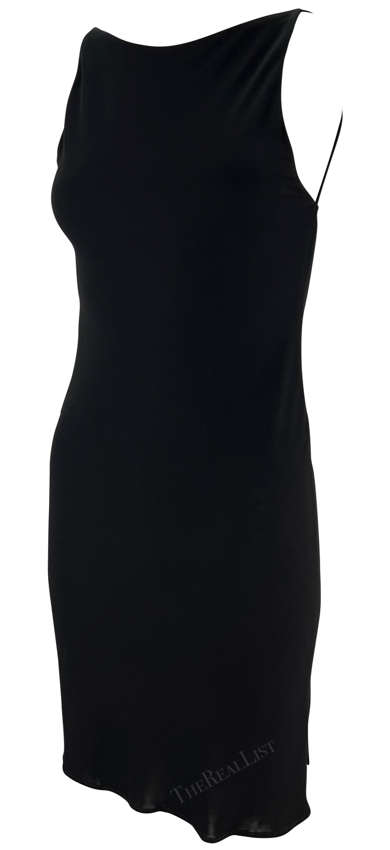 1990s Yigal Azrouël Backless Stretch Black Semi-Sheer Bodycon Mini Dress 2