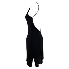 Vintage 1990s Yigal Azrouël Backless Stretch Black Semi-Sheer Bodycon Mini Dress