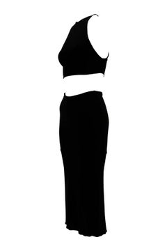 Años 90 Yigal Azrouël Conjunto Falda Bodycon Crop Top Negro