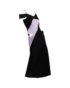 1990's Yohji Yamamoto Black and Lavender Color Block Cutout Dress