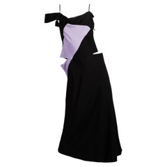 1990's Yohji Yamamoto Black and Lavender Color Block Cutout Dress