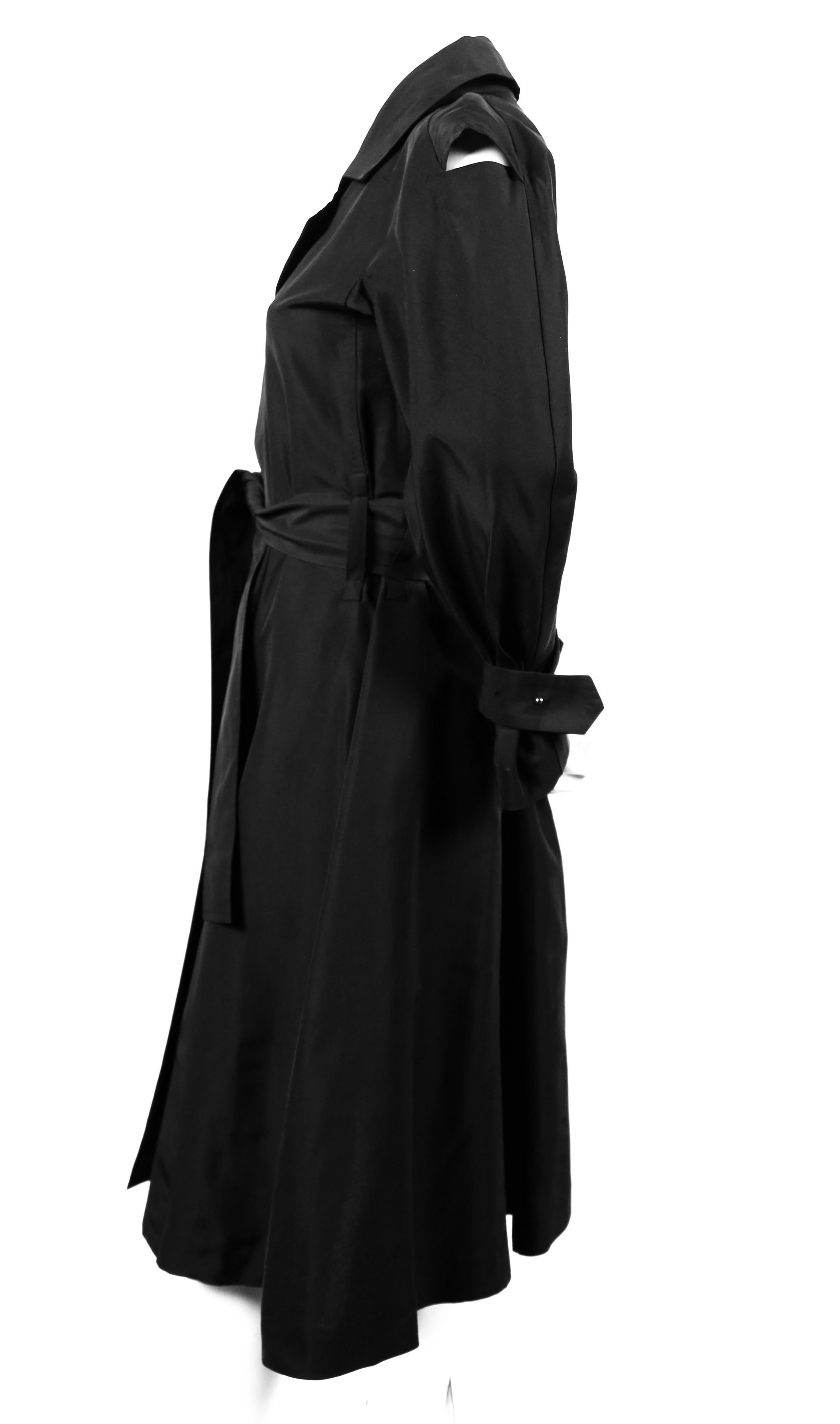 1990's Yohji Yamamoto black belted coat dress with shoulder cut-outs  In Excellent Condition In San Fransisco, CA