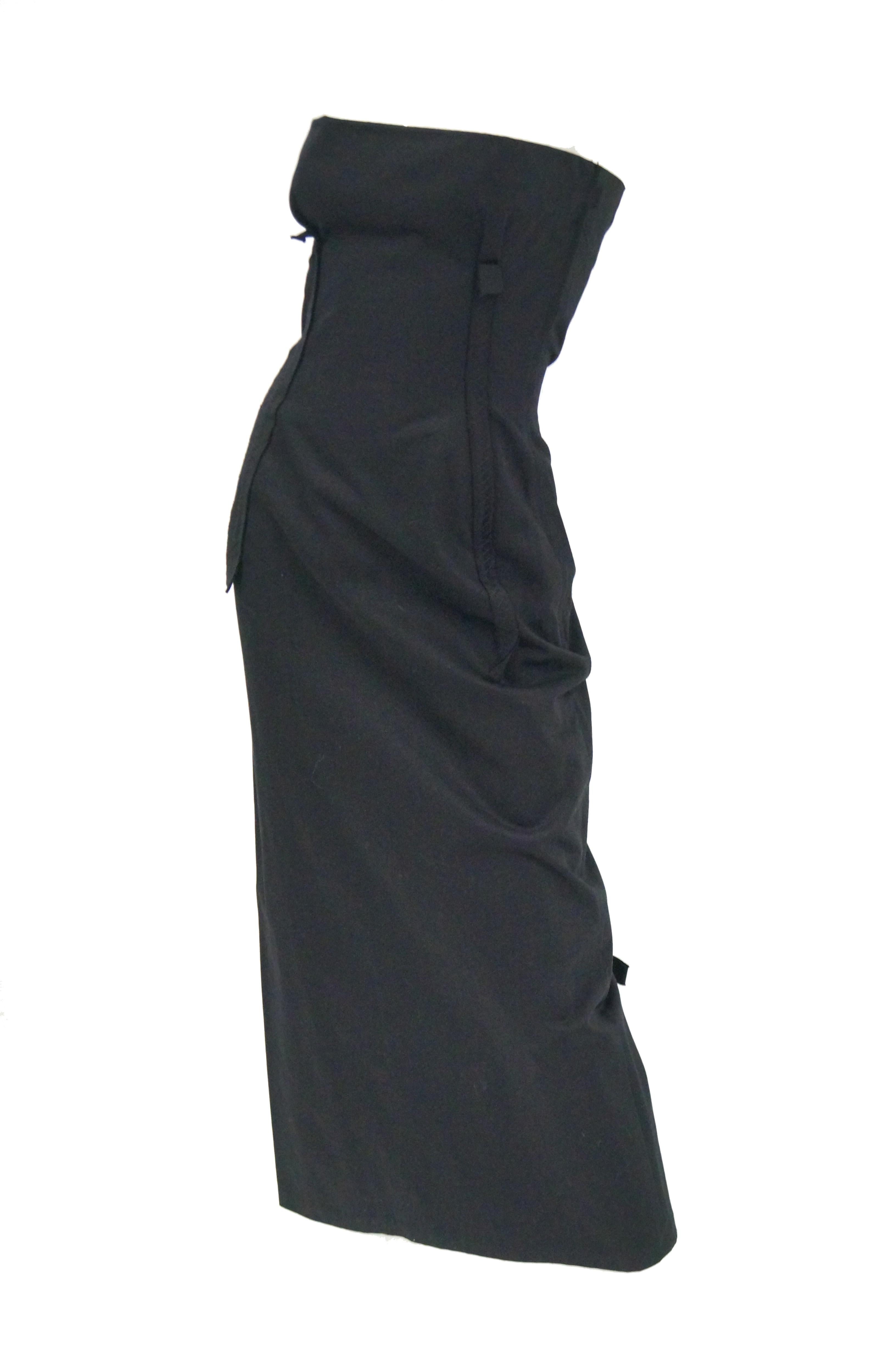  1990s Yohji Yamamoto Black Cotton Dress In Excellent Condition For Sale In Houston, TX