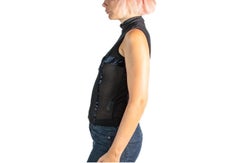 1990S Yohji Yamamoto Black Nylon Mesh & Velver Ribbon Sheer Top