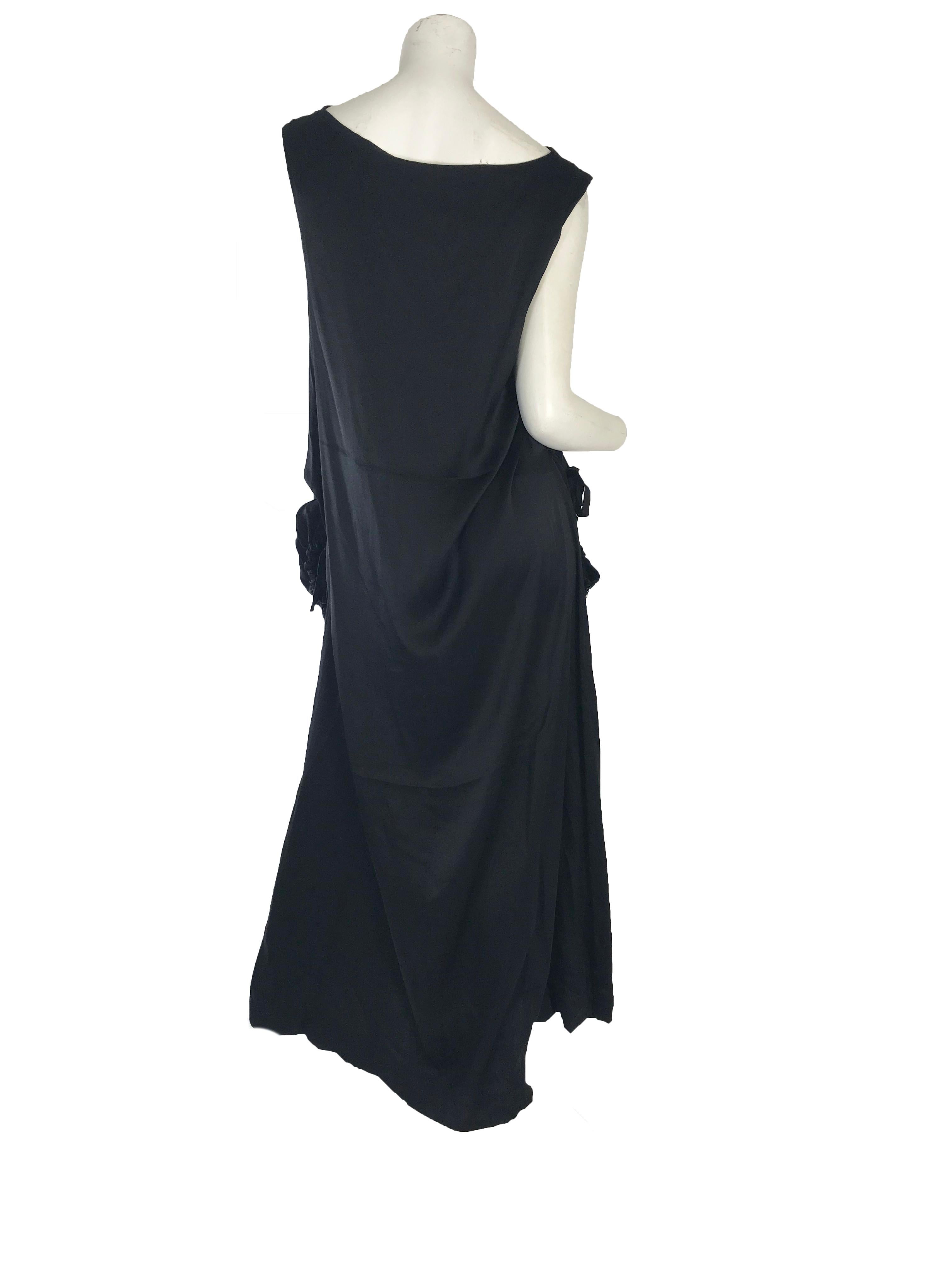 Black 1990s Yohji Yamamoto black sleeveless gown with drawstring interior pouch