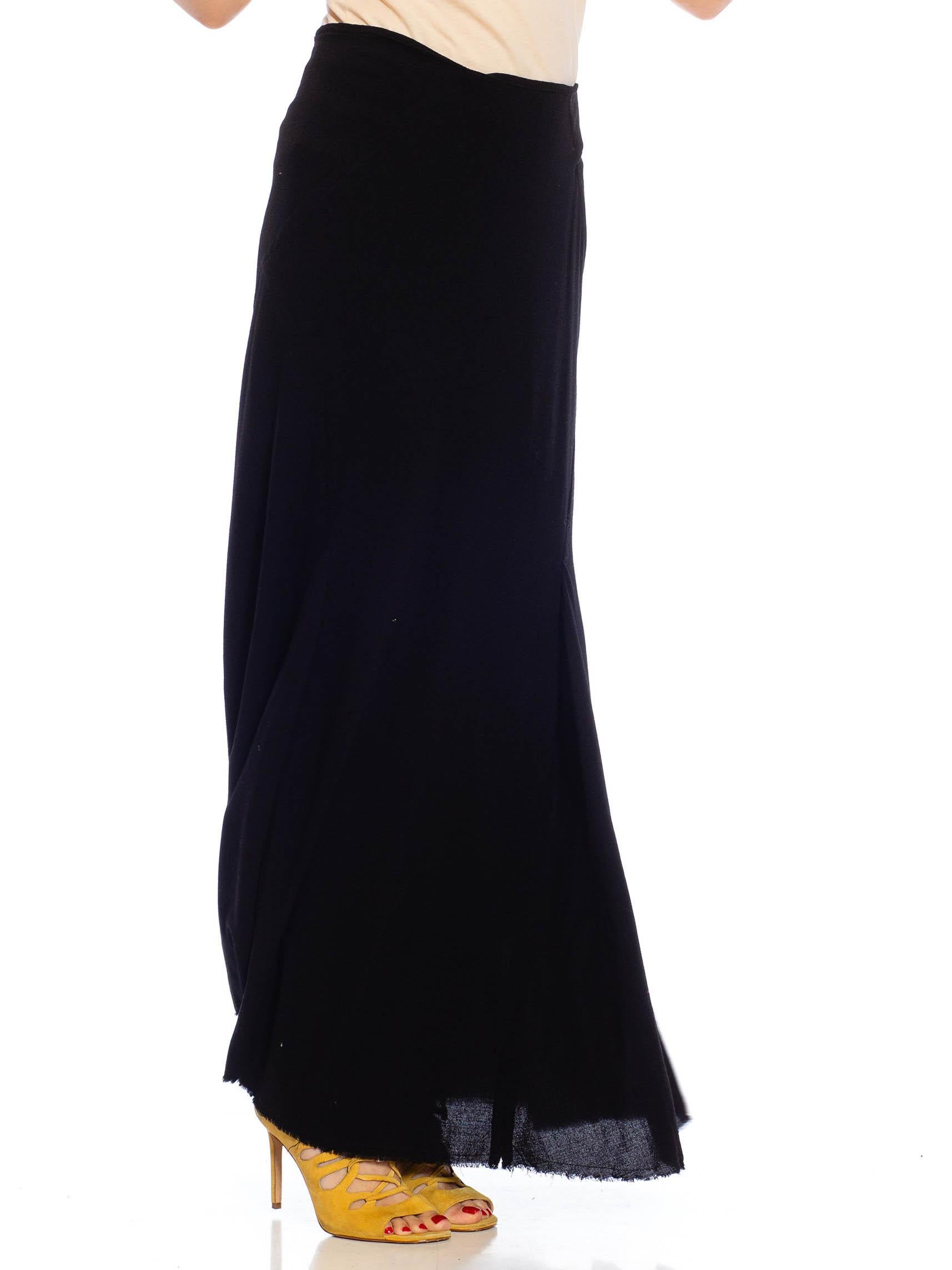 1990S YOHJI YAMAMOTO Black Wool Blend Asymmetrical Maxi Skirt For Sale 4